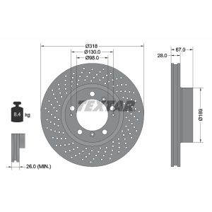 Disque de frein TEXTAR 92100007 avant, ventilé, perforé, hautement carbonisé, 1 pièce