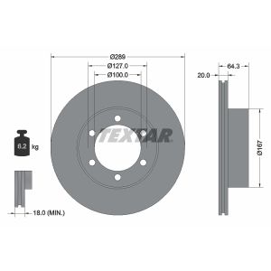 Disco freno TEXTAR 92076300 anteriore, ventilato, 1 pezzo