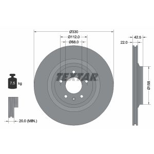 Bremsscheibe TEXTAR 92160403 hinten, belüftet, 1 Stück