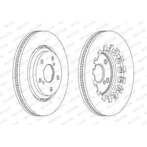 Remschijf FERODO DDF2268C achter, compleet, 2 stuk