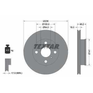 Disco freno TEXTAR 92055800 anteriore, ventilato, 1 pezzo