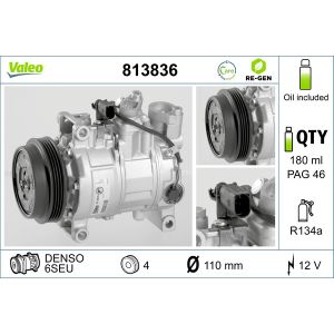Compressor, ar condicionado VALEO 813836