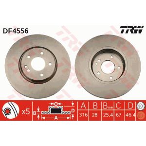 Disque de frein TRW DF4556, 1 pièce