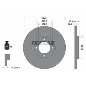 Disco freno TEXTAR 92008200 anteriore, completo, 1 pezzo