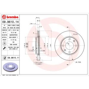 Disco freno BREMBO 9961011 anteriore, ventilato, 1 pezzo