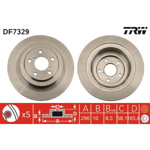 Jarrulevy TRW DF7329 takana, täysi, 1 kpl