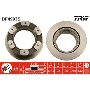 Jarrulevy TRW DF4993S, 1 Kappale