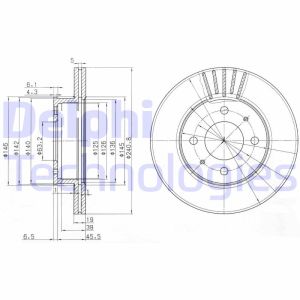 Jarrulevy DELPHI BG3749 etupuolella/tuuletettu/2 kpl