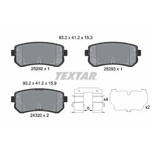 Conjunto de pastilhas de travão TEXTAR 2529201, atrás