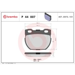 Bremsbelagsatz, Scheibenbremse BREMBO P 44 007