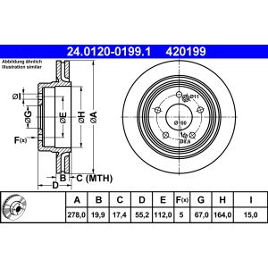 Disco de freno ATE 24.0120-0199.1 volver, ventilado, altamente carbonizado, 1 pieza