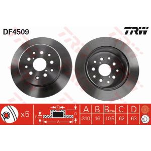 Disque de frein TRW DF4509, 1 pièce