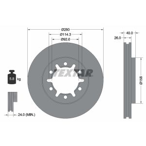 Disco freno TEXTAR 92186103 anteriore, ventilato, 1 pezzo