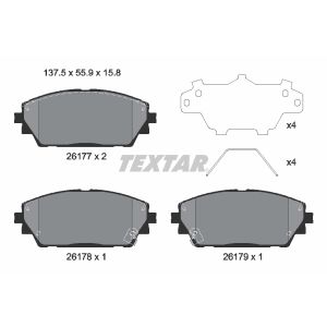 Kit de plaquettes de frein, frein à disque TEXTAR 2617701, Avant