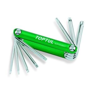 Jeu de clés TORX TOPTUL 8-IN-1 (T9, T10, T15, T20, T25, T27, T30, T40)