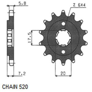 Tandwiel achter SUNSTAR SUNF303-13