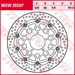 Disco de travão TRW MSW203SP, 1 Peça