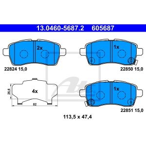 Bremsbelagsatz ATE 13.0460-5687.2, Vorne