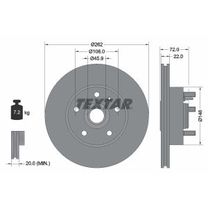 Bremsscheibe TEXTAR 92031300, vorne, belüftet , 1 Stück