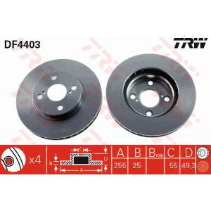 Bremsscheibe TRW LUC DF4403 vorne, belüftet, hochkarbonisiert, 1 Stück