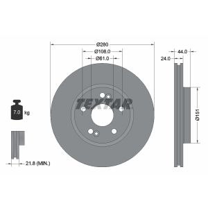 Disque de frein TEXTAR 92113803 avant, ventilé, 1 pièce