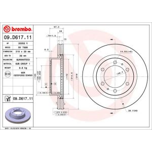 Bremsscheibe BREMBO 09D61711 vorne, belüftet, 1 Stück