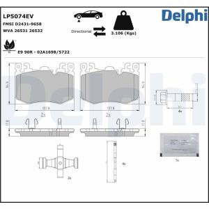 Bremsbelagsatz, Scheibenbremse DELPHI LP5074EV