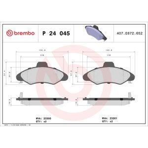 Bremsbelagsatz, Scheibenbremse BREMBO P 24 045