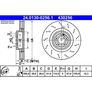 Disque de frein ATE 24.0130-0256.1, 1 pièce