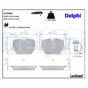Bremsbelagsatz, Scheibenbremse DELPHI LP3604