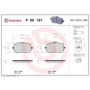 Juego de pastillas de freno, freno de disco BREMBO P 50 157