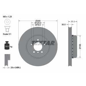 Disco freno TEXTAR 92141825 anteriore, ventilato, altamente carbonizzato, 1 pezzo