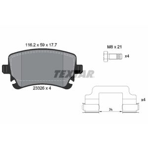 Juego de pastillas de freno, freno de disco TEXTAR 2332607, Trasero