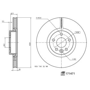 Disco de travão FEBI BILSTEIN 171471 frente, ventilado, altamente carbonizado, 1 Peça