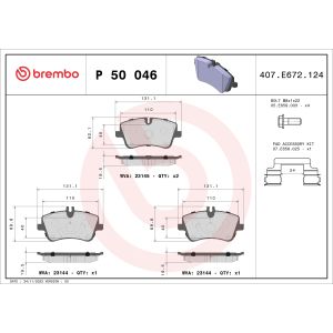 Conjunto de pastilhas de travão BREMBO P 50 046, Frente