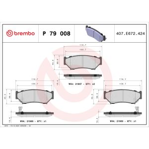 Bremsbelagsatz, Scheibenbremse BREMBO P 79 008