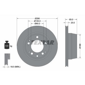 Bremsscheibe TEXTAR 92048300 hinten, belüftet, 1 Stück