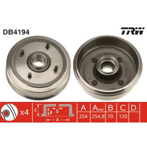 Tamburo freno TRW DB4194