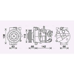 Compresor, aire acondicionado AVA COOLING HYK452