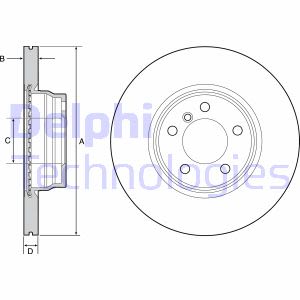 Remschijf DELPHI BG4458C voorkant, geventileerd, sterk verkoold, 2 stuk