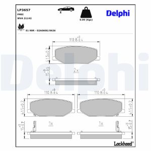Bremsbelagsatz, Scheibenbremse DELPHI LP3657