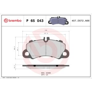 Jeu de garnitures de frein, frein à disque PRIME LINE BREMBO P 65 043