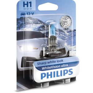 Lámpara incandescente halógena PHILIPS H1 WhiteVision Ultra 12V, 55W