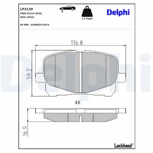 Jogo de pastilhas de travão, travão de disco DELPHI LP2129