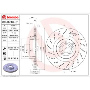 Disco de freno BREMBO 09.B746.61, 1 Pieza