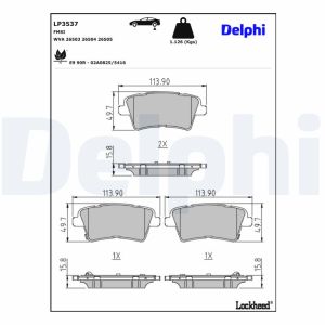 Conjunto de pastilhas de travão DELPHI LP3537, atrás