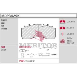 Jeu de garnitures de frein MERITOR MDP3429K