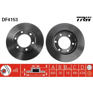 Disco freno TRW DF4153 anteriore, ventilato, 1 pezzo