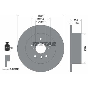 Bremsscheibe TEXTAR 92240203 hinten, voll, 1 Stück