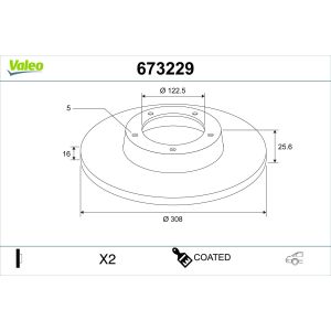 Bromsskiva VALEO 673229